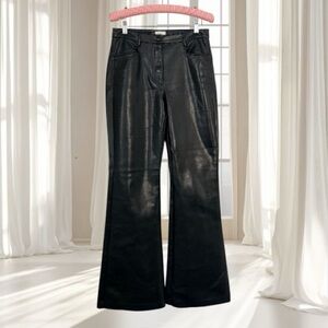 Aritzia Wilfed Black Faux Leather Bootcut Flare Pants Size 6